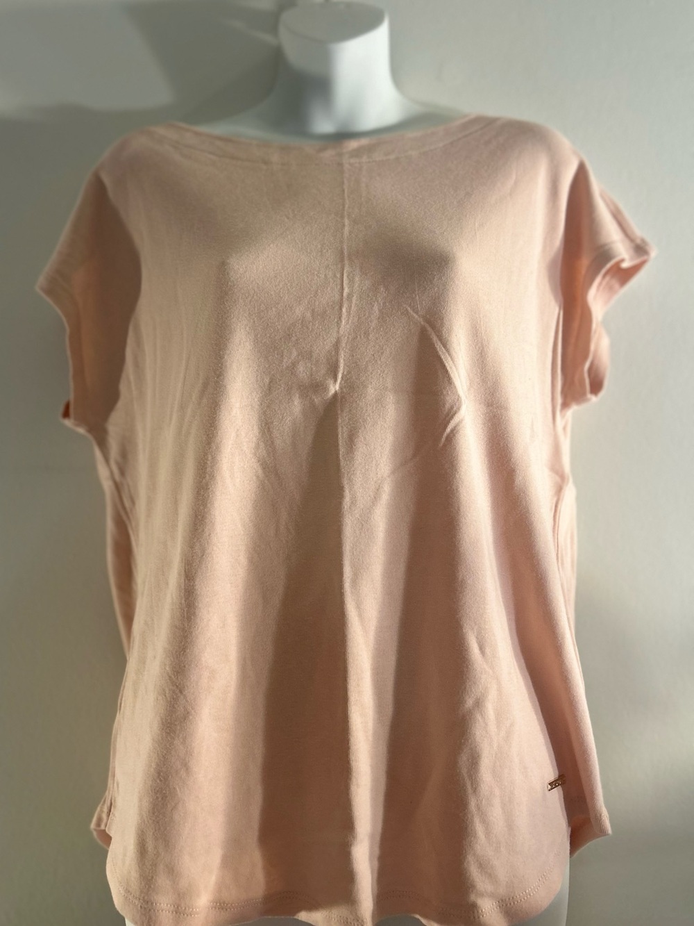 Anne Klein Sport Blush Pink 100% Cotton Cap Sleeve Top Size Large